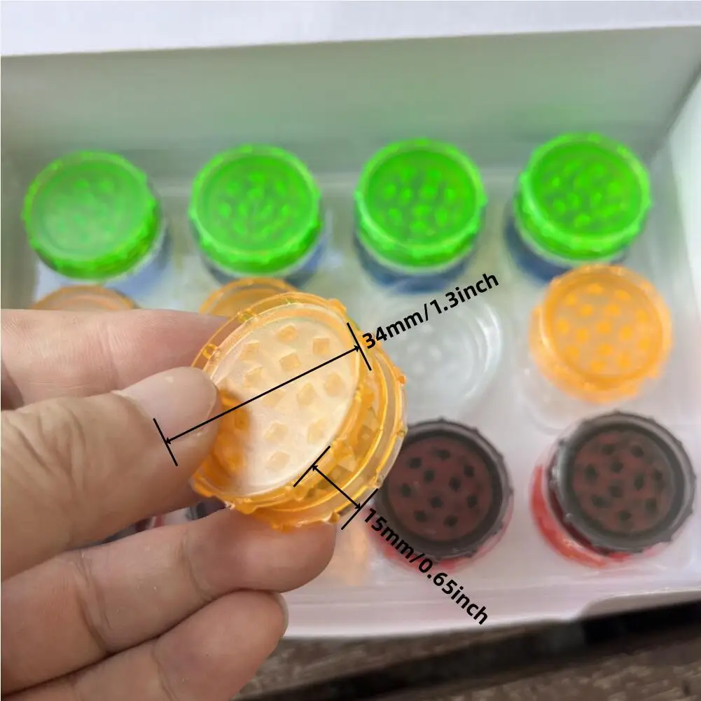 48Pcs/Pack 35MM 2Layers Plastic Pepper Mill Spice Crusher Hand Muller Smoking Grinder Mixed Color