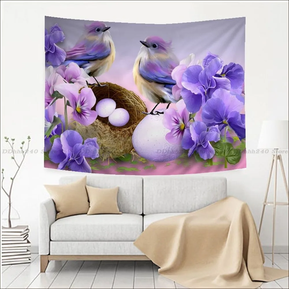 Flower And Bird Oil Painting Tapestry Chart Tapestry For Living Room Home Dorm Decor Art Home Decor