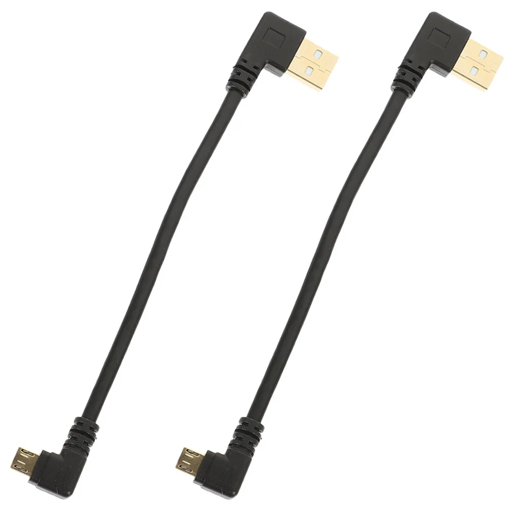 2 Pcs Micro USB Cable Charging Cables Fast Right Angle for Data Transfer Rubber 90 Degree Adapter