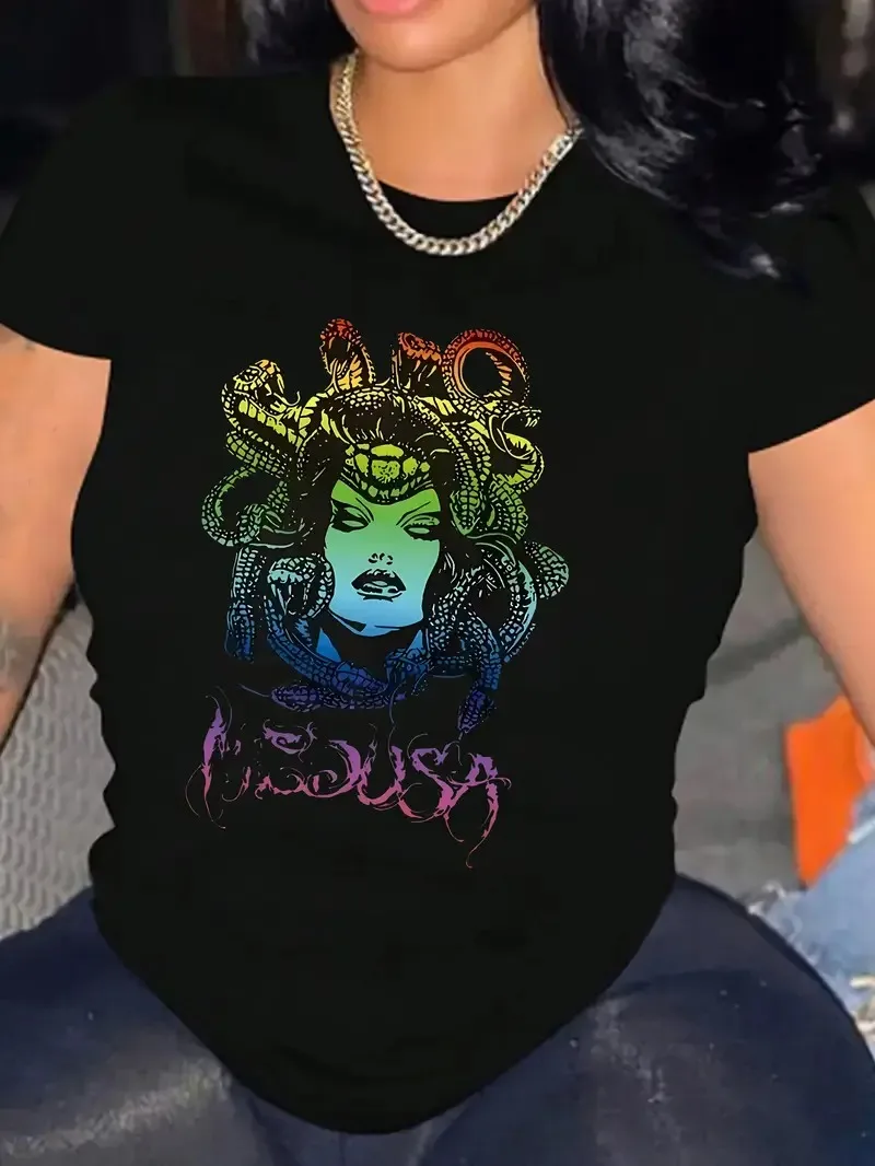 

Medusa Графический принт Лето Осень Зима Хлопковые мужские и женские футболки с короткими рукавами Роскошный бренд для занятий спортом на открытом воздухе
