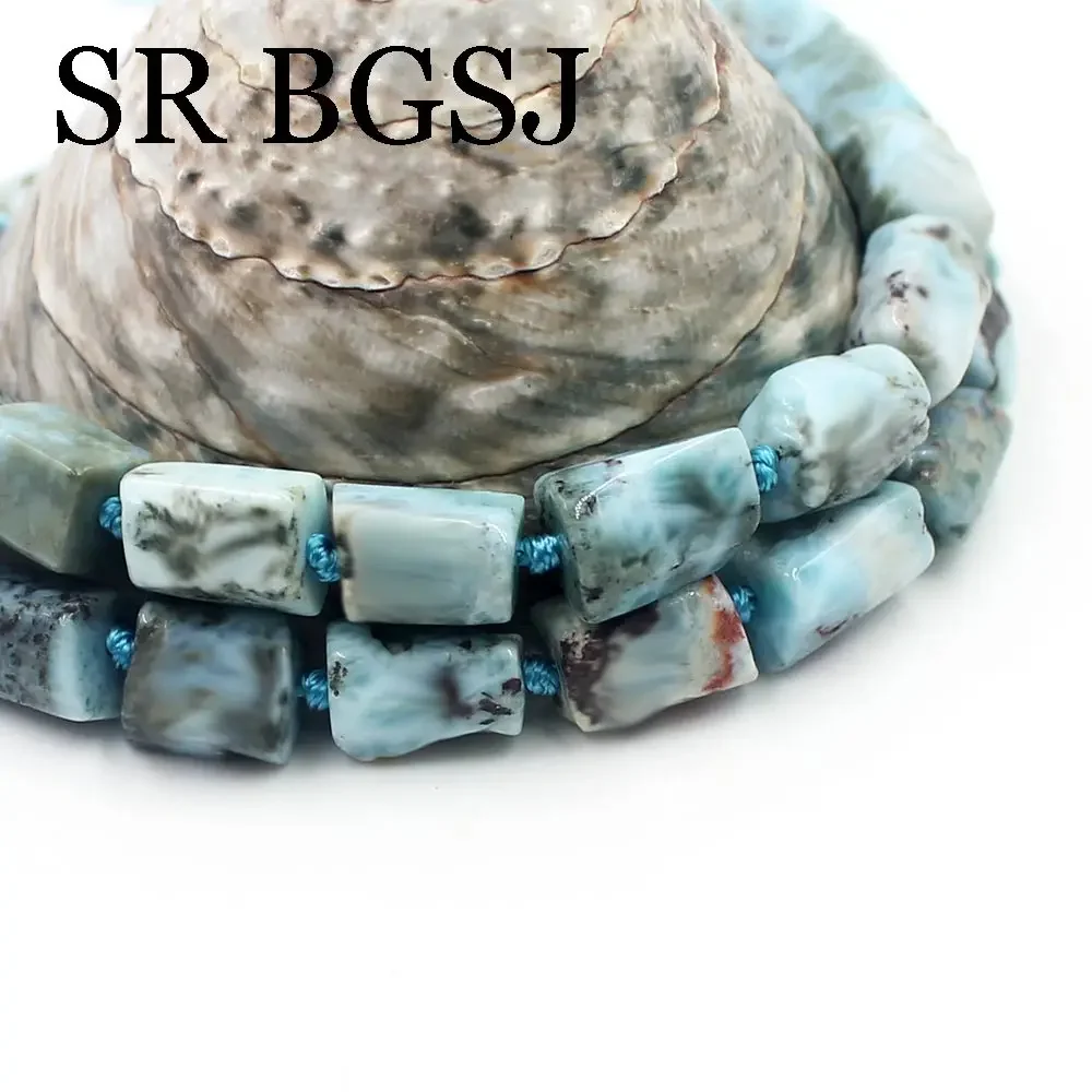 8x10mm Natural Larimar Column Tube Faceted Genuine Gems Stone Jewelry Making Beads Strand 15\