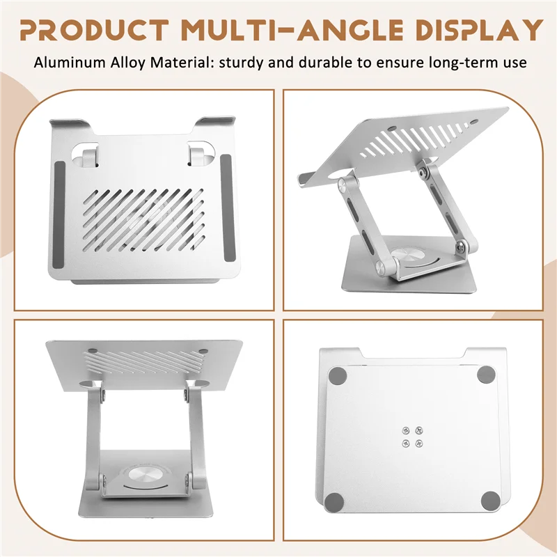 حامل كمبيوتر محمول دوار 360 درجة، حامل مريح للرفع، حامل لوحي، حامل تبريد قابل للدوران، حامل سطح المكتب للكمبيوتر اللوحي