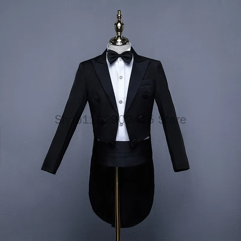 Children Tuxedo Tailcoat Formal Dress Suits Swallow Tail Coat Boy's Jacket Pants Suits Party Dance Magic Stage Performance Tails