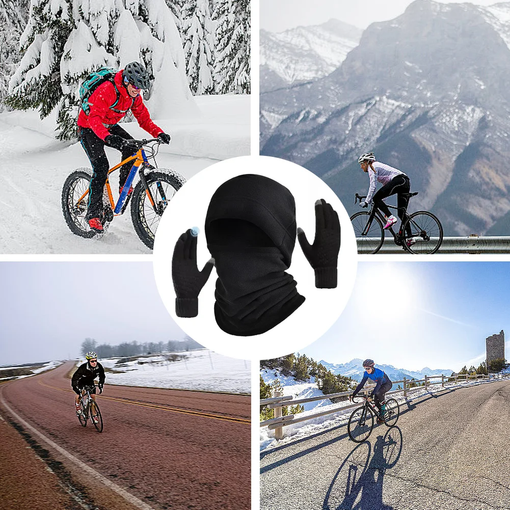 Chapeau d'hiver avec foulards et gants pour écran tactile, casquette de montre coupe-vent en polaire pour Sports de plein air, Ski, cyclisme, pour hommes et femmes