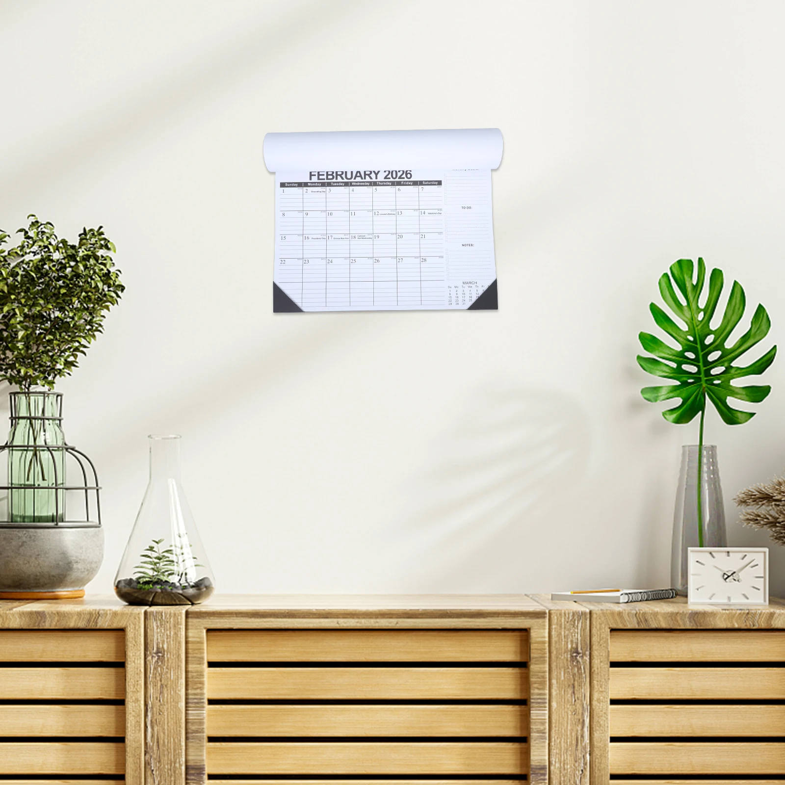 

2025-2026 18-Month Wall Calendar Home Office School Planner Monthly Yearly Organizer Aesthetic Design Large Grid Notes