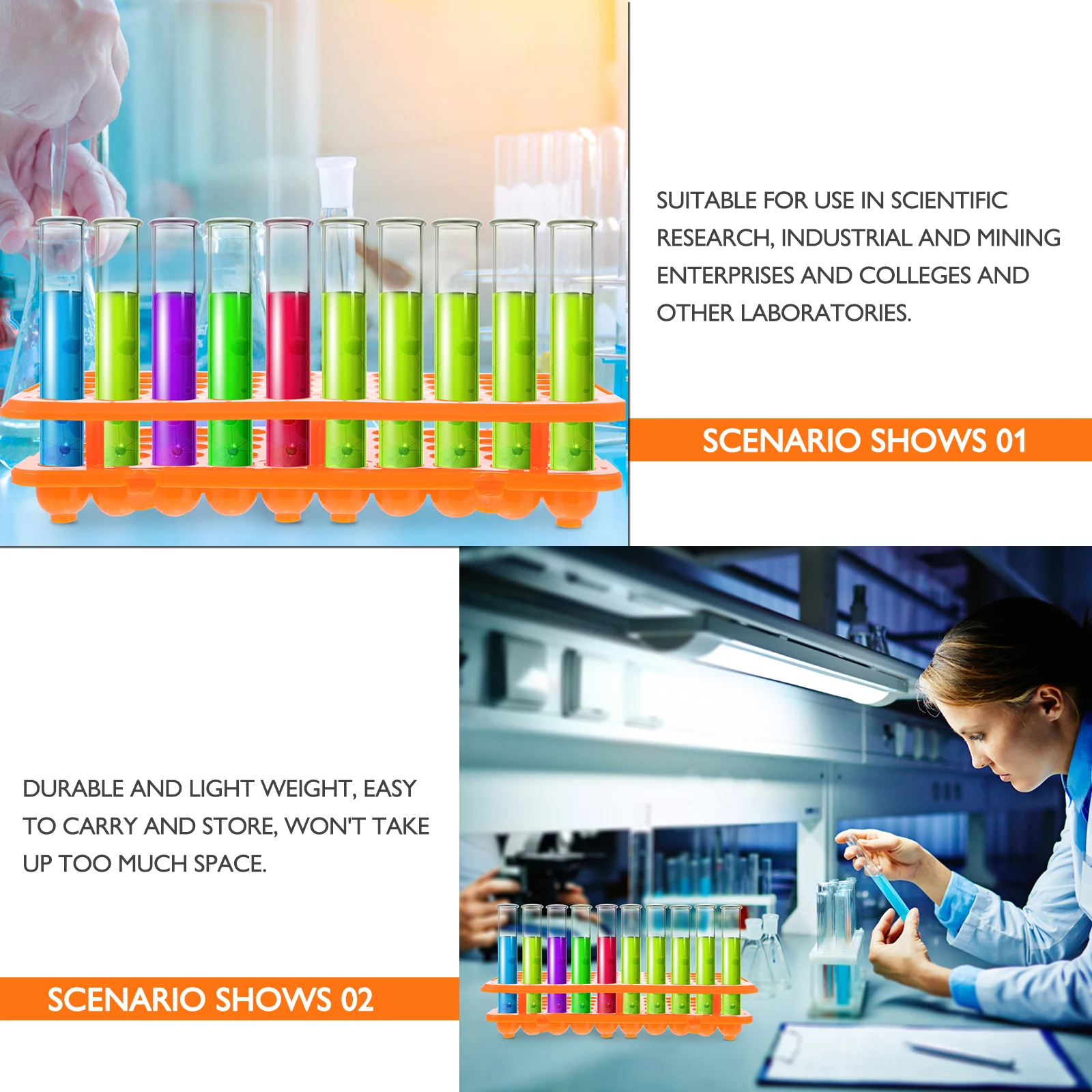 

Tube Rack Orange Test Stand Laboratory Container Holder Take Away Experiment Plastic