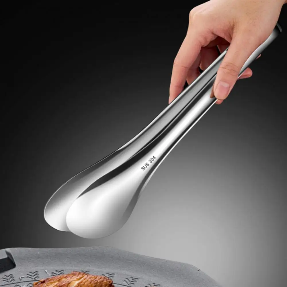 Edge Tongs Stainless Steel Food Serving Tongs Non-slip Ergonomic Kitchen Utensils Rust-resistant Bbq Grill for Elderly