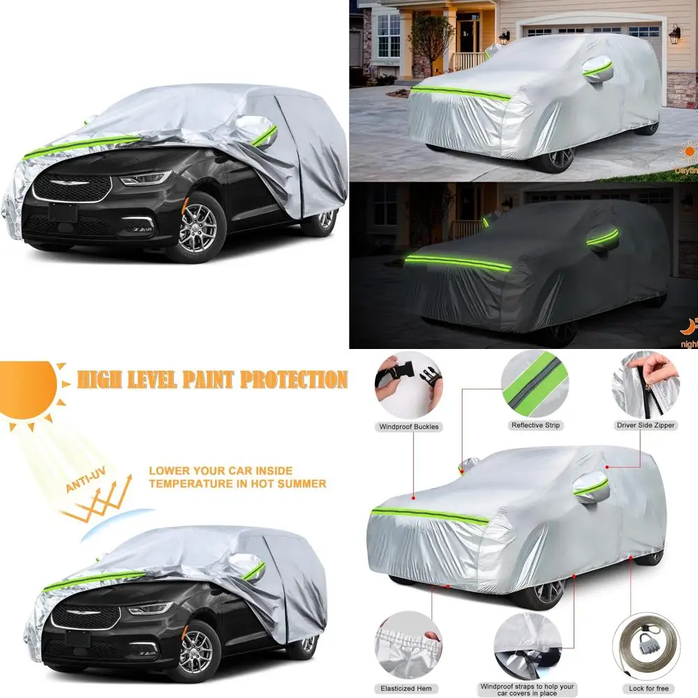 

6-слойный серебристый водонепроницаемый автомобильный чехол, совместимый с Town & Country 2008-2016, модели Pacifica 2016-2025, индивидуальная защита