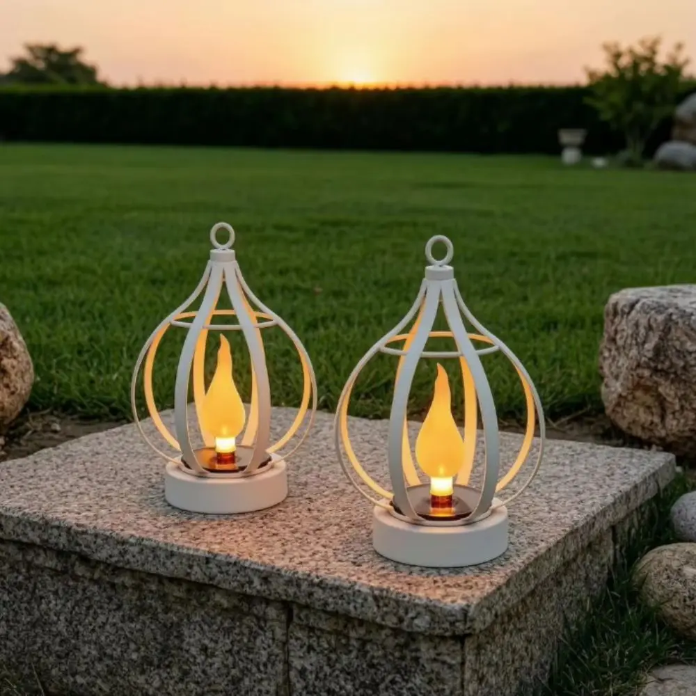 Decoration Metal Solar Lamp Solar Powered Waterproof Flame Lamp Decorative Atmospheric Hanging Projection Lamp Outdoor
