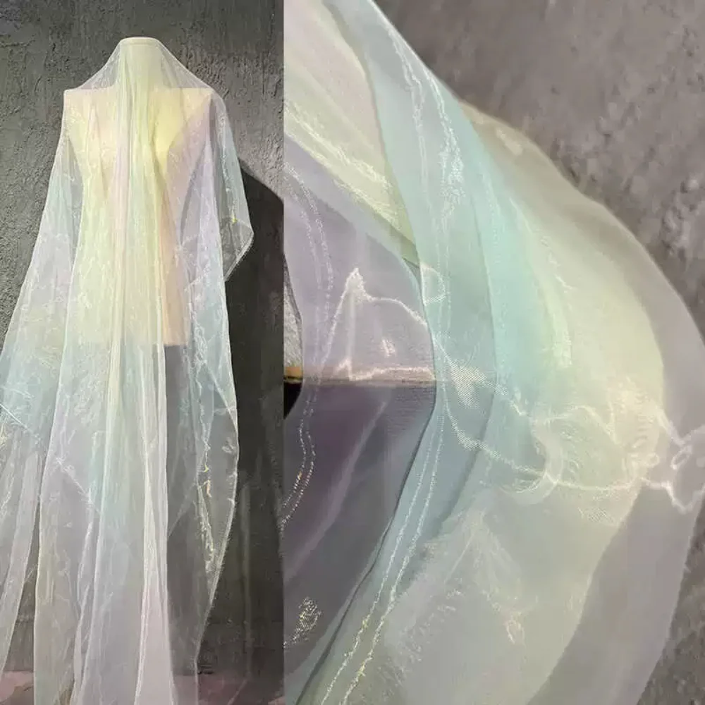 

Organza Fabric Colorful Gradient Water Light Mesh Clothing Background Decoration Diy Arts Crafts Sewing for By The Yard