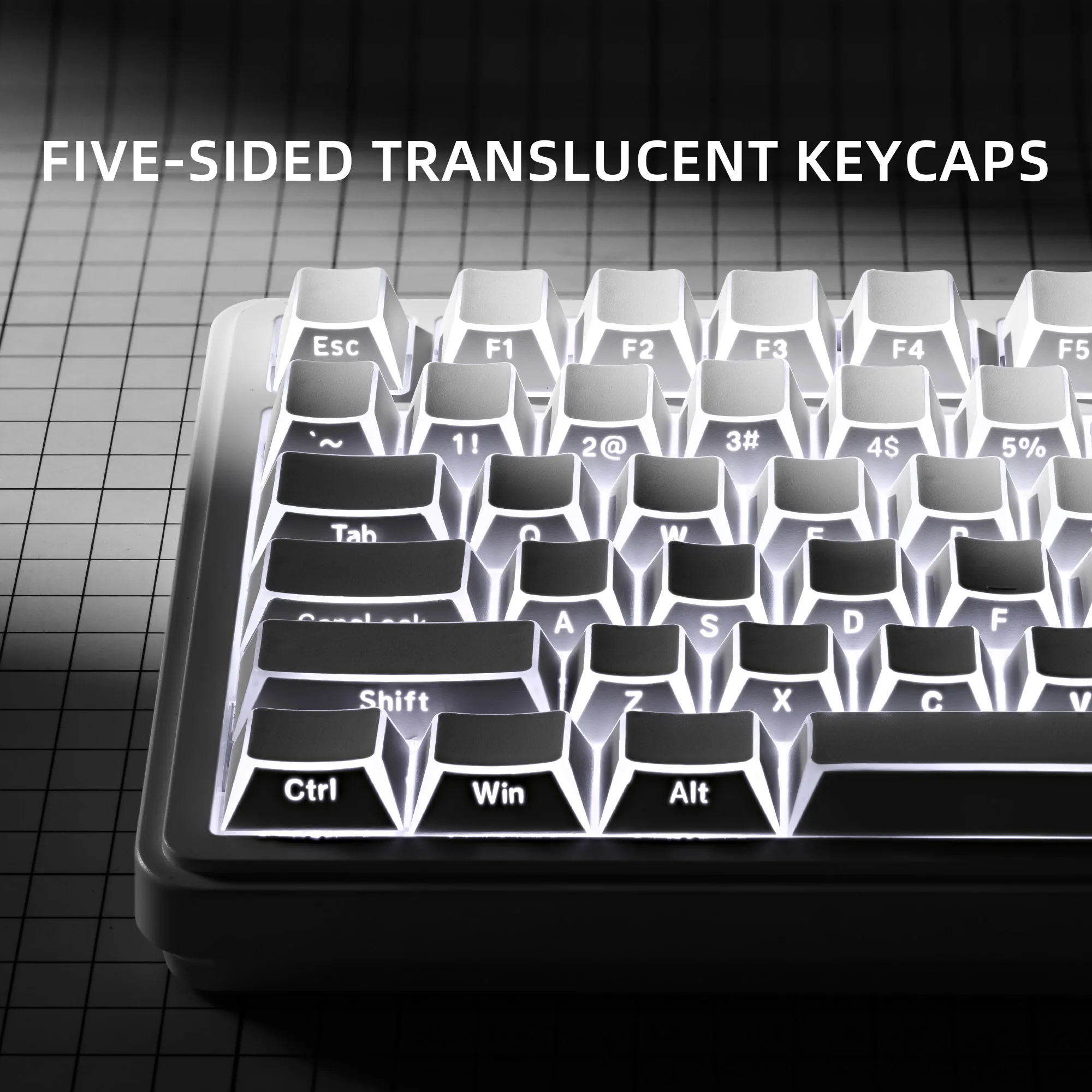 

XVX White Shadow Keycaps PBT Side Print Shine Through Keycap Cherry Profile 136 Keys Translucent around the Edges