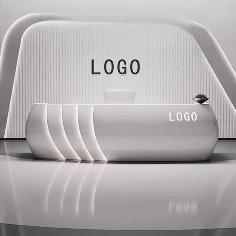 

White Paint Arc Reception Desks Simple Hotel Beauty Salon Creativity Reception Desk Modern Luxury Nails Empfangs Theke Furniture