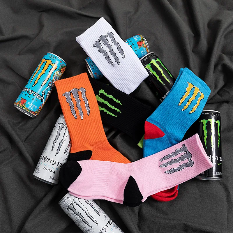 5 ペア モンスター エナジー ソックス メンズ レディース スポーツ ソックス ストリート スタイル ヒップホップ
