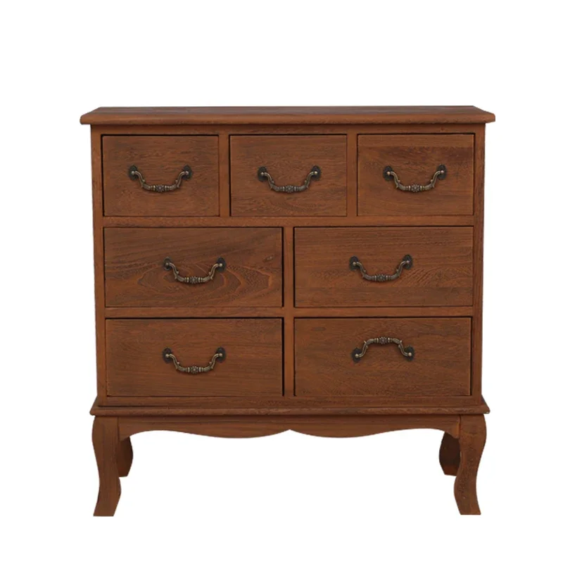 7-Drawer Solid Wood Chest of Drawers Six-Bucket Cabinet  Drawer Bedside Storage Cabinet Simple Furniture