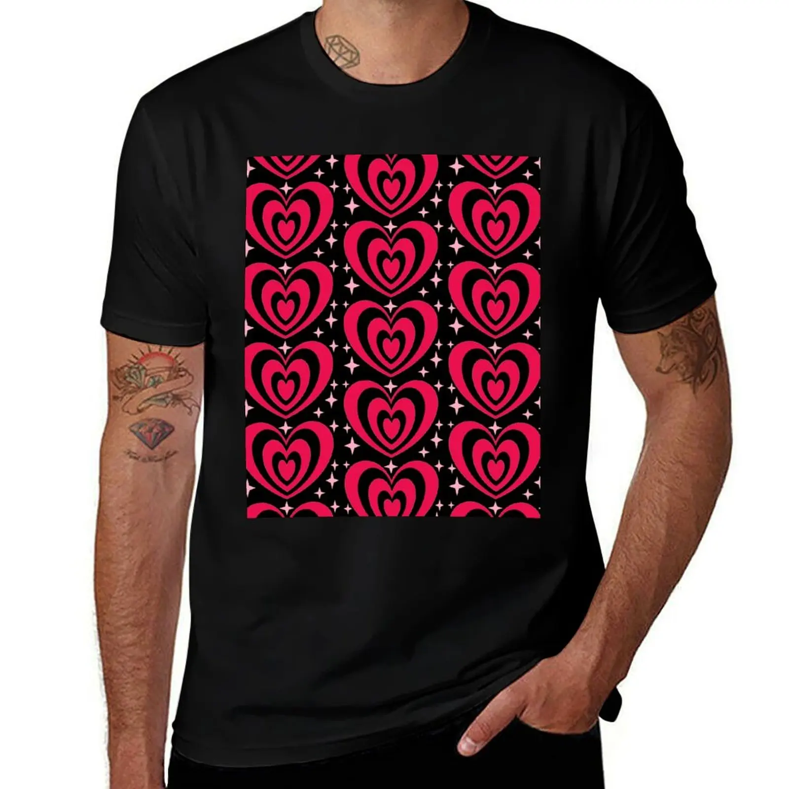 Valentine heart design T-Shirt graphic tee shirt hippie clothes anime men clothing