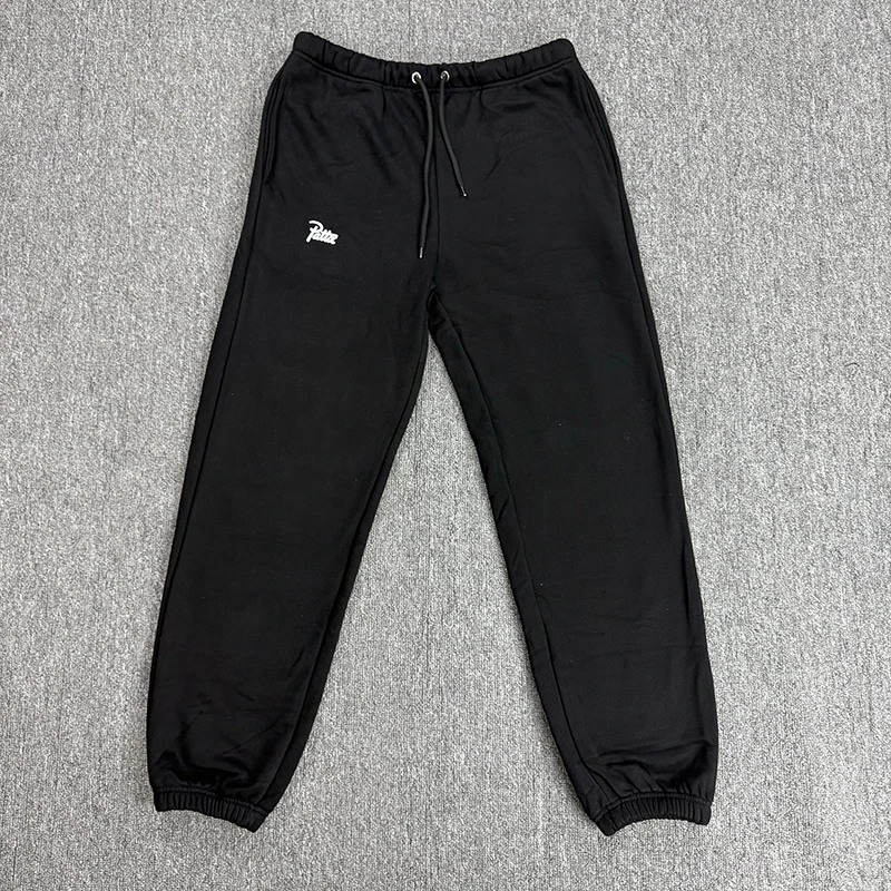 26FW Street Trend Black Trousers Men Women Casual Small Letter Logo PATTA Sweatpants Loose  Jogger Waist Elastic Sweatpants
