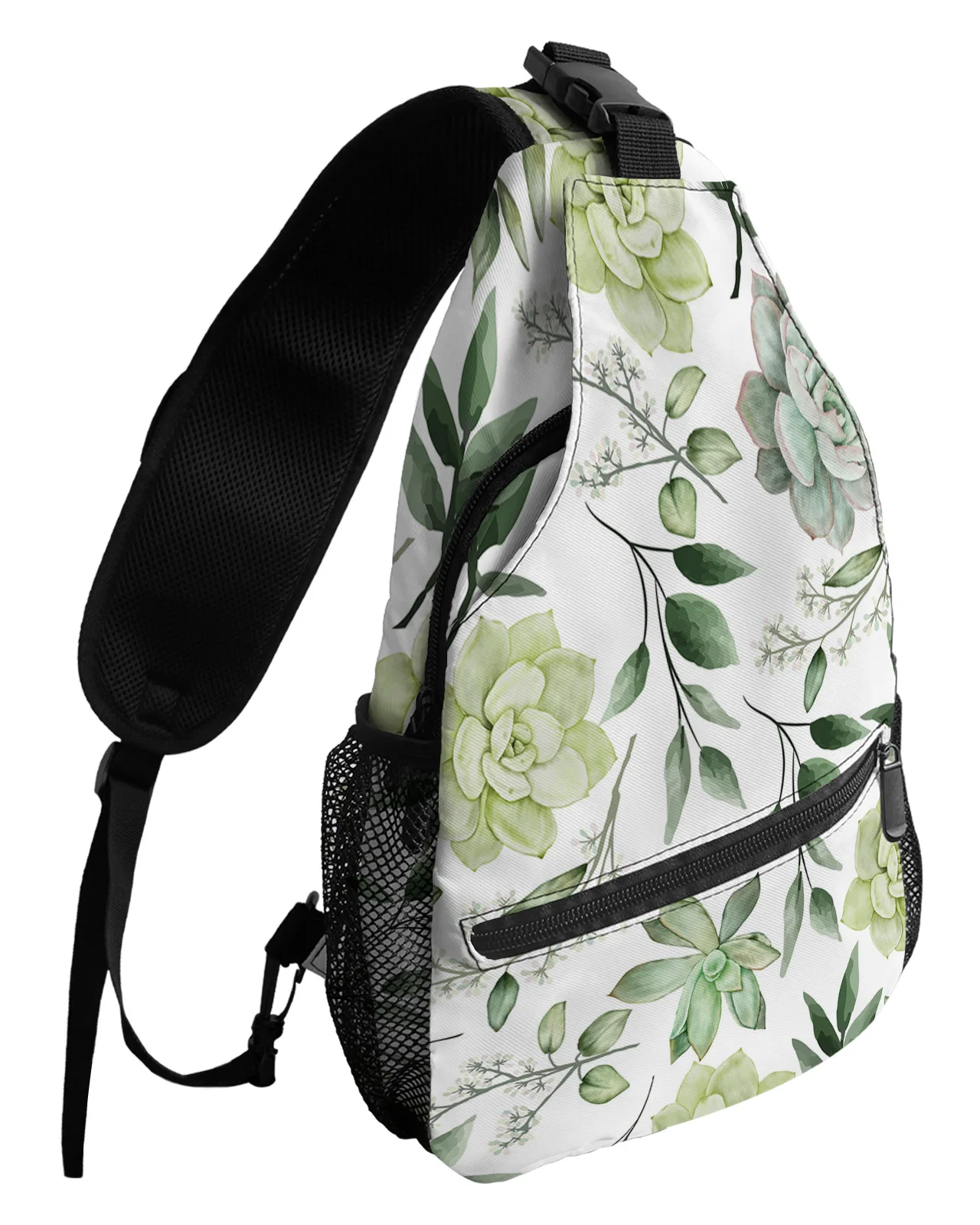 Plantenbladeren Vetplanten Borst Tas Voor Mannen Vrouwen Casual Crossbody Tas Buiten Reizen Klim Waterdichte Sling Bag