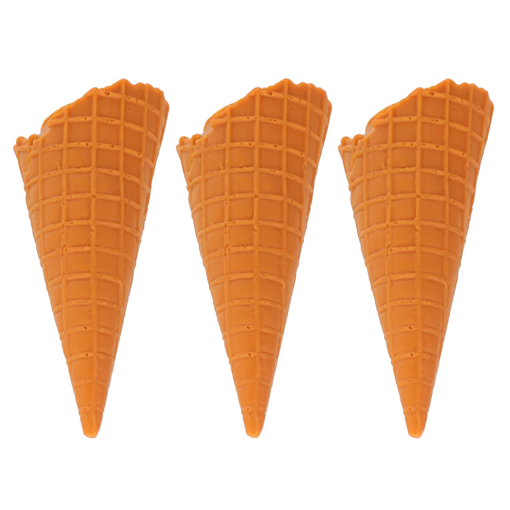 

3Pcs Realistic Simulated Ice Cream Cone Crispy Waffle Decoration Pretend Play Photography Prop Summer Dessert Display