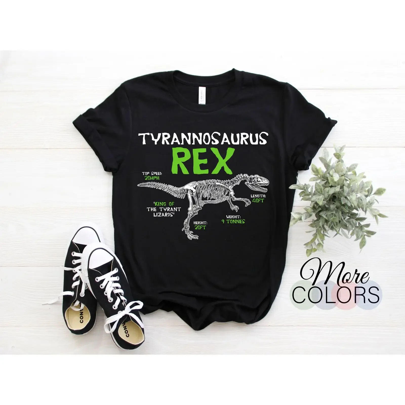 Tyrannosaurus Rex Skeleton T Shirt Dinosaur Lover Paleontology Museum Trip vintage Washed Breathable Versatile fashion