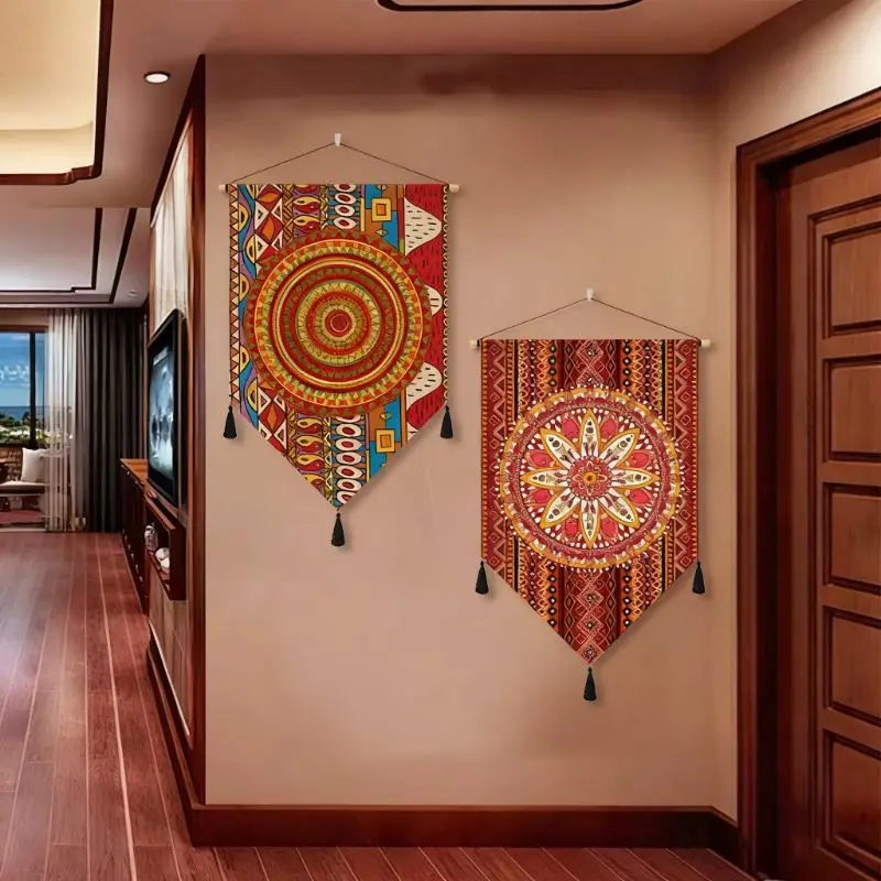VIKAMA Boho Mandala Tassel Pennant Tapestry Ethnic Floral Geometric Wall Hanging Bedroom Dorm Living Room Home Wall Decor