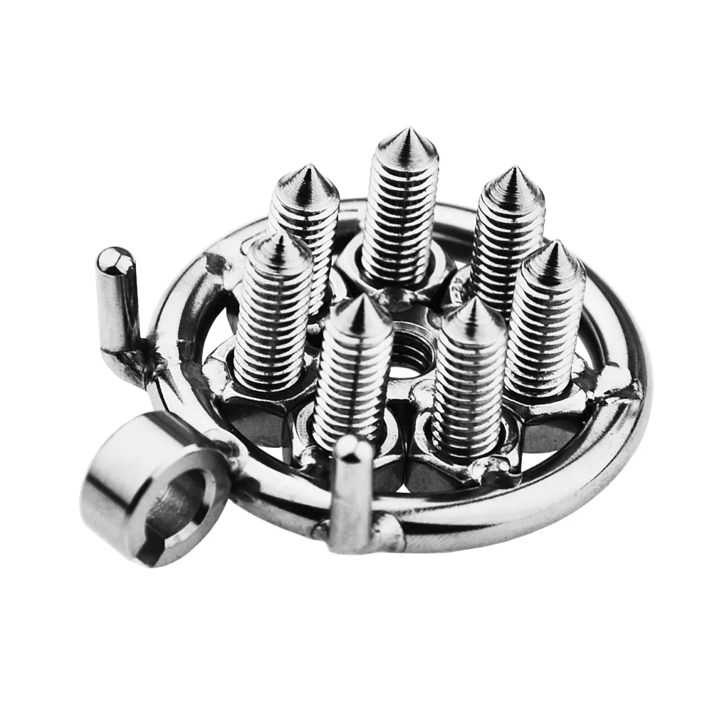 CB Electric Shock Stianless Steel Cock Cage with Removable Nails Erotic Urethral Lock Penis Stimulate SM Chastity Lock Sex Toy