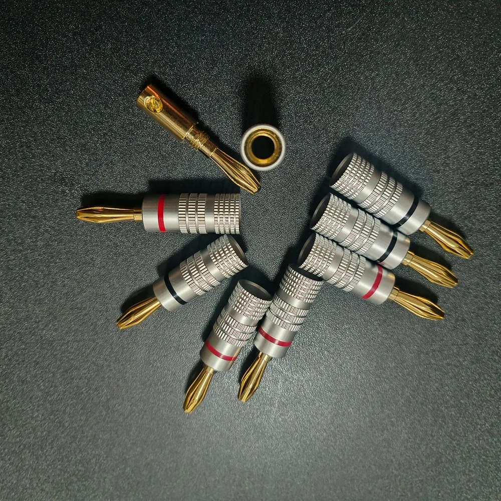 8 Stück 4 mm Lautsprecherkabel-Bananenstecker, korrosionsbeständige, vergoldete Lautsprecher-Bananenstecker, HIFI-Audio-Lautsprecherkabel-Anschlüsse – Detail 6
