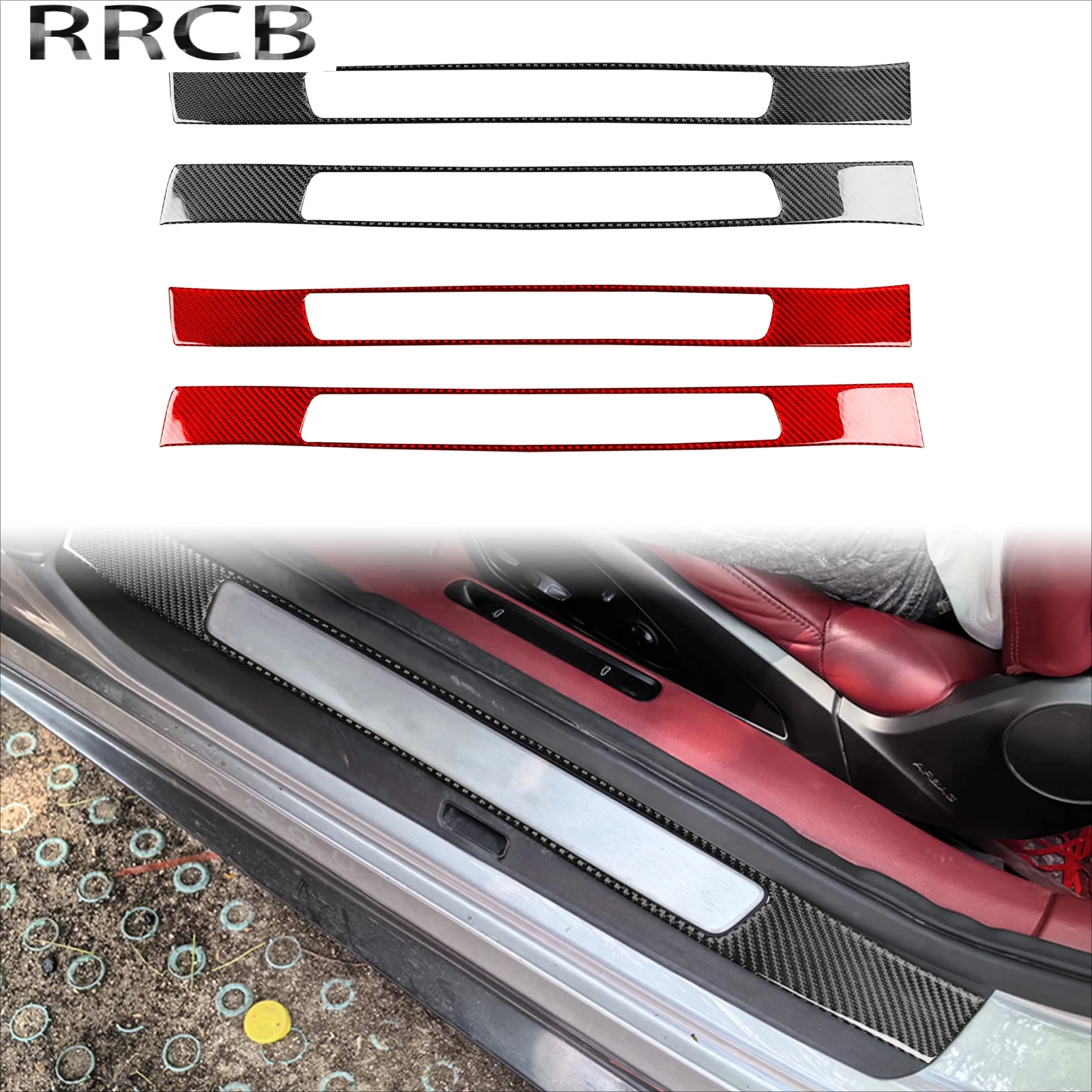 

For Porsche 992 911 2019-2024 Carbon Fiber Door Sill Threshold Bar Frame Car Interior Soft Cover Tuning Sticker Accessories Trim