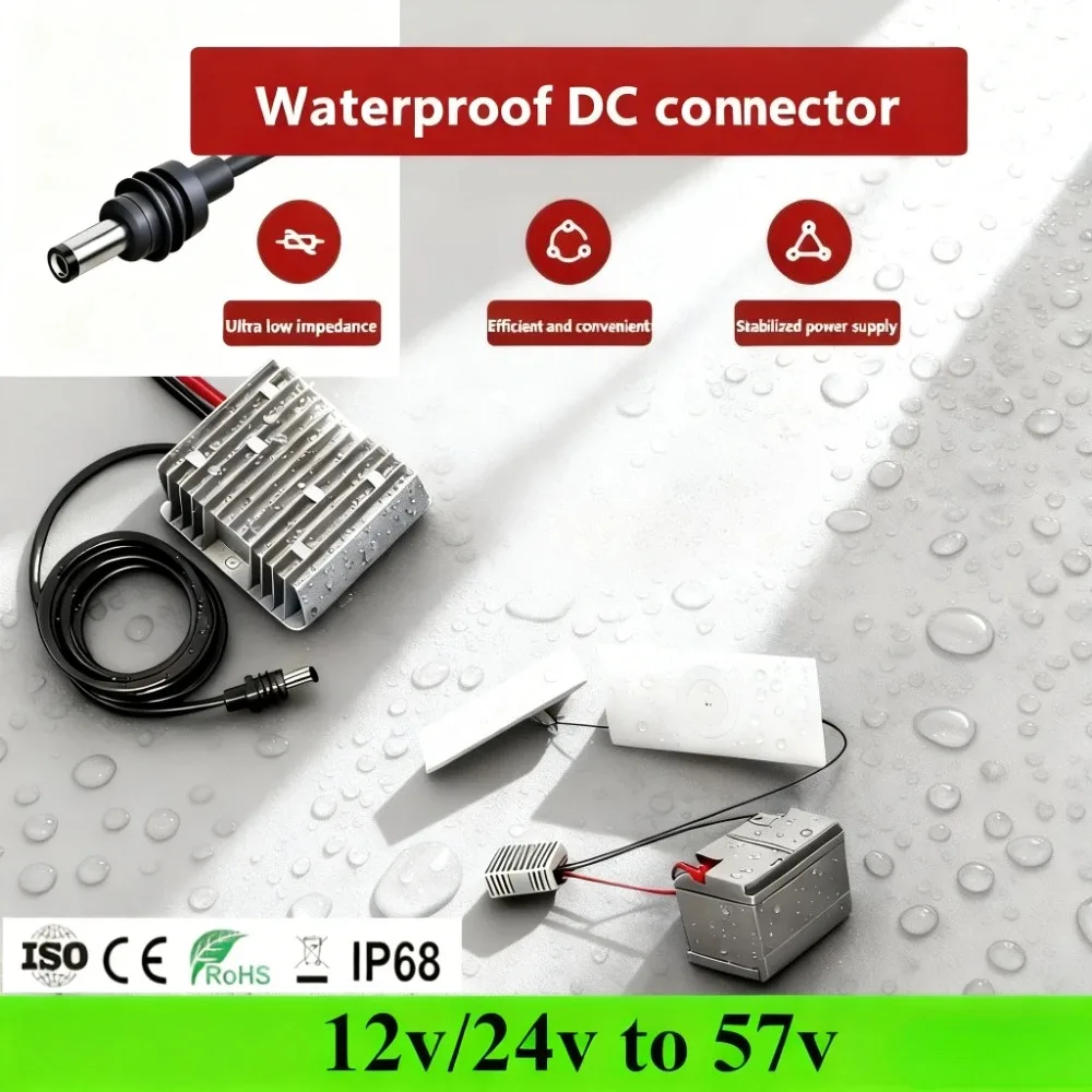 DC Converter Step-Up Adapter 12V/24V to 57V 10-36V 4.5A for Starlink Gen 3 Boost Module Suitable DC Male Plug Cable Waterproof