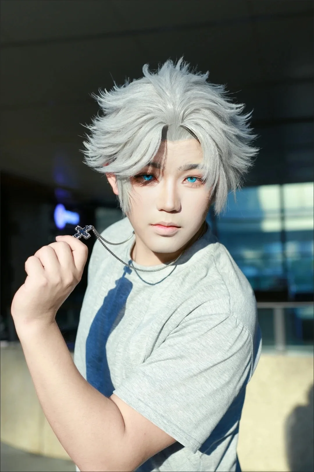 

New Love And Deepspace Relentless Conqueror Cosplay Customized Men Synthetic Wig Grey Onychinus Halloween Party