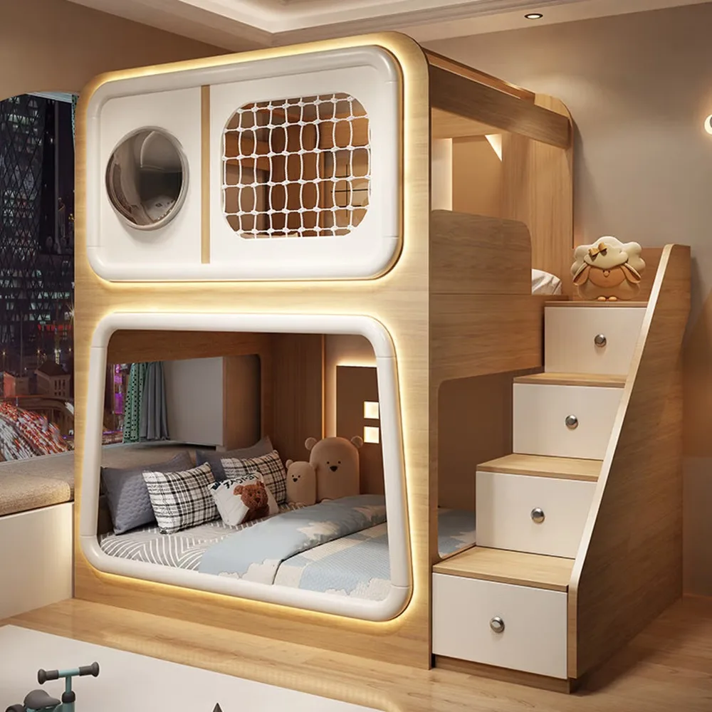 Factory Direct 2026 Wooden Bunk Bed for Small Space Creative Treehouse Capsule Loft Bunk Twin Over Twin Sleeping