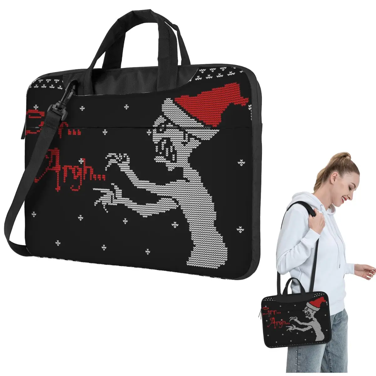 Buffy Vampire Slayer Christmas Ugly Sweater Crossbody Laptop Bag Case ComputerBag Resistant Protective Notebook Pouch for Lenovo