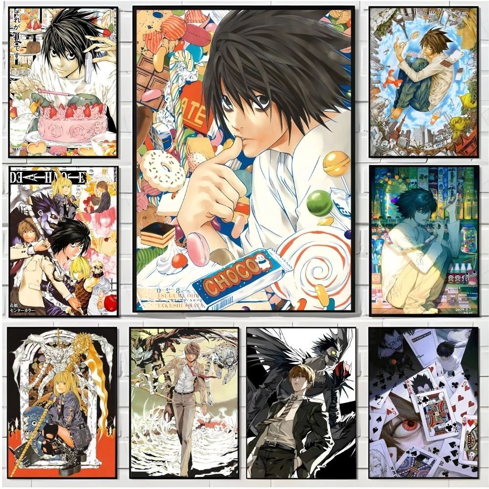 Anime D-Death Note Poster Stickers Mural Painting Self-Adhesive Decor for Bedroom Living Room Home HD Wall Decals Gift