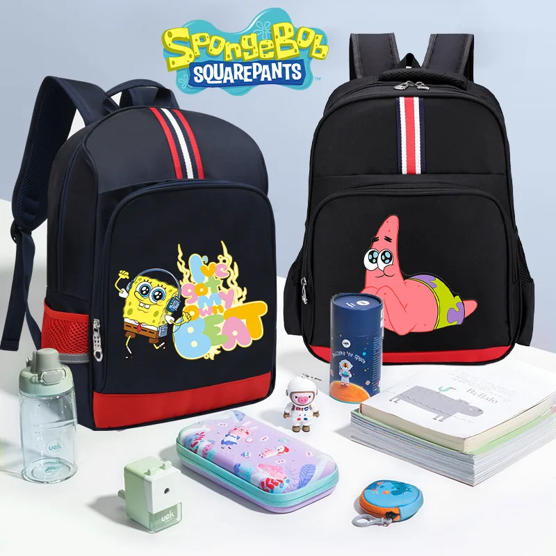 SpongeBob SquarePants Kindergarten Schoolbag Anime Cartoon Baby Kids Backpack Waterproof Large Capacity Thickened Back Pads Bag