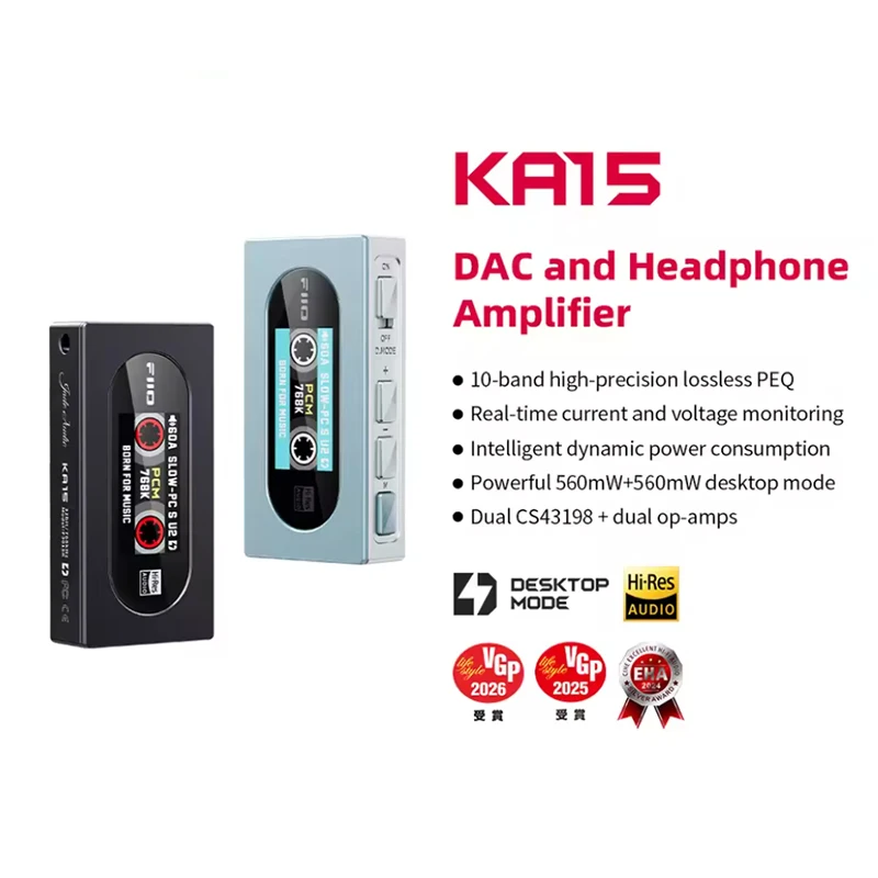

KA15 Portable USB DAC Headphone Amplifier USB Dongle with 3.5mm and 4.4mm Headphone Output Headset Accessories