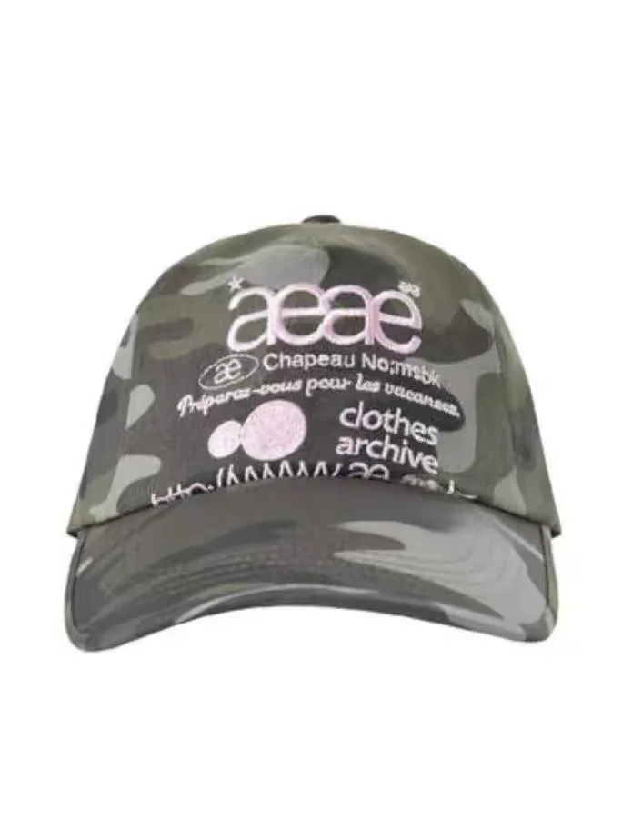 Selected Recommend South Korea AEAE  Camouflage Letters Embroider Men and Women Same Sle Baseball Cap