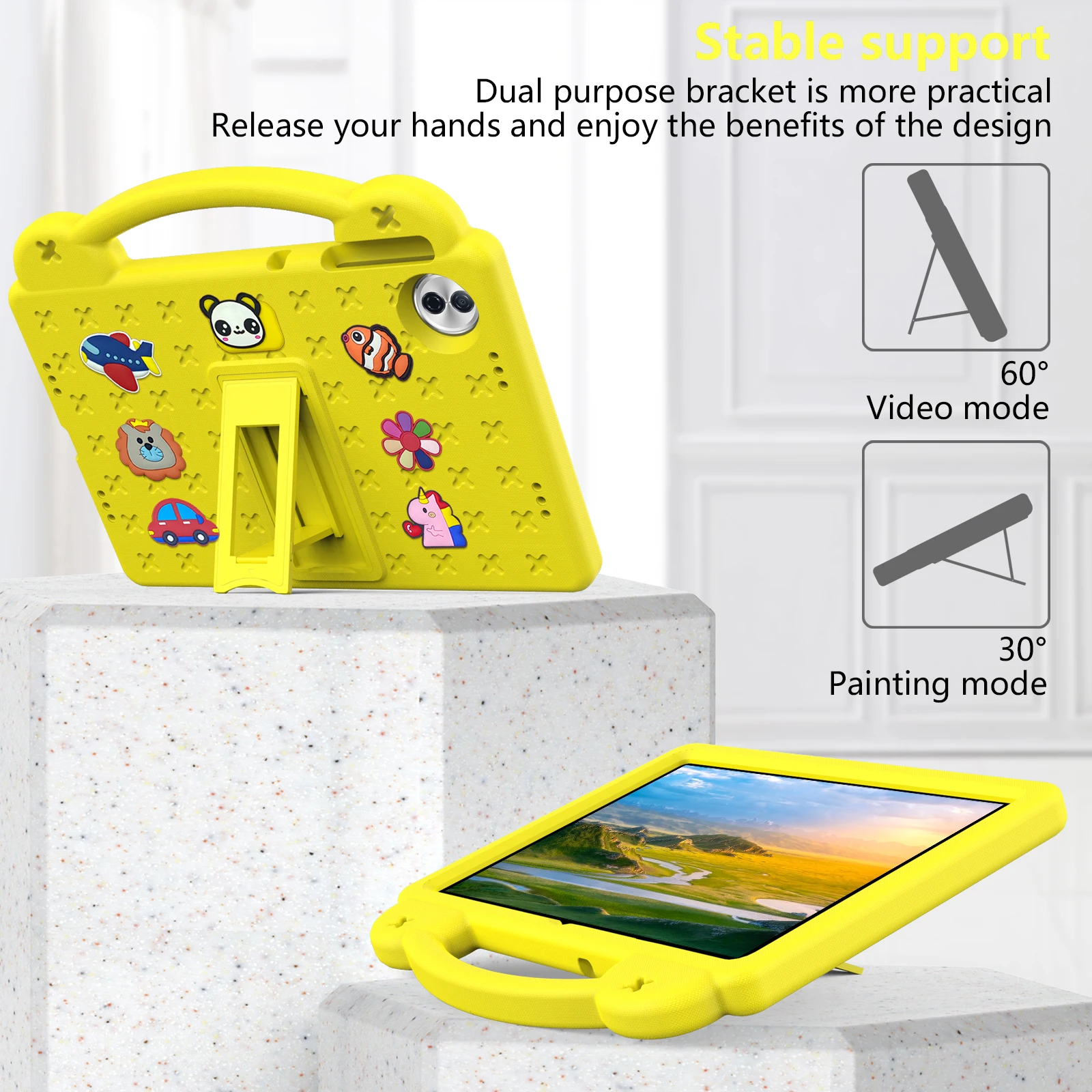 

Cartoon EVA Tablet Case for Honor Pad 10 12.1 inch 2025 HEY3-W00 HEY3-W10 Cover Anti-Slip Built-in Kickstand Shockproof Cover