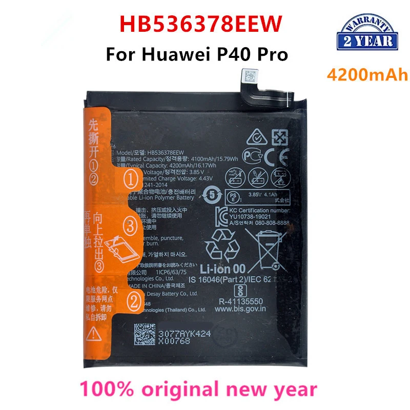 100% Orginal  HB536378EEW 4200mAh Phone Battery For HUAWEI P40 Pro P40Pro Replacement Batteries+Tools