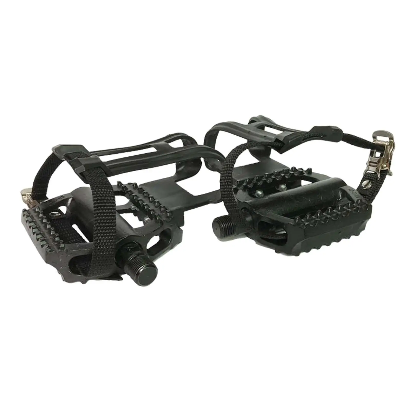 Exercise Bike Pedals with Toe Cages Nonslip with Straps 18mm Spindle for Cycling Accessories