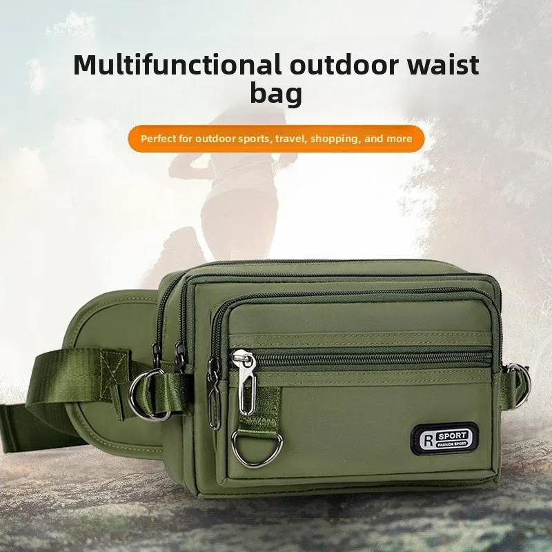 Oxford Cloth Waist Bag Men's Fashion Casual Crossbody Workwear Resistant to Wear And Water Running Mobile Phone Bag