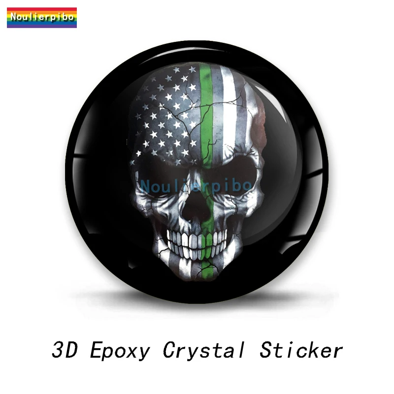 3D Crystal Top Sticker American Skull Vinyl Decal Motorcycle Helmet Auto Silicone Parts Hubcap Laptop Bump Effect Decal