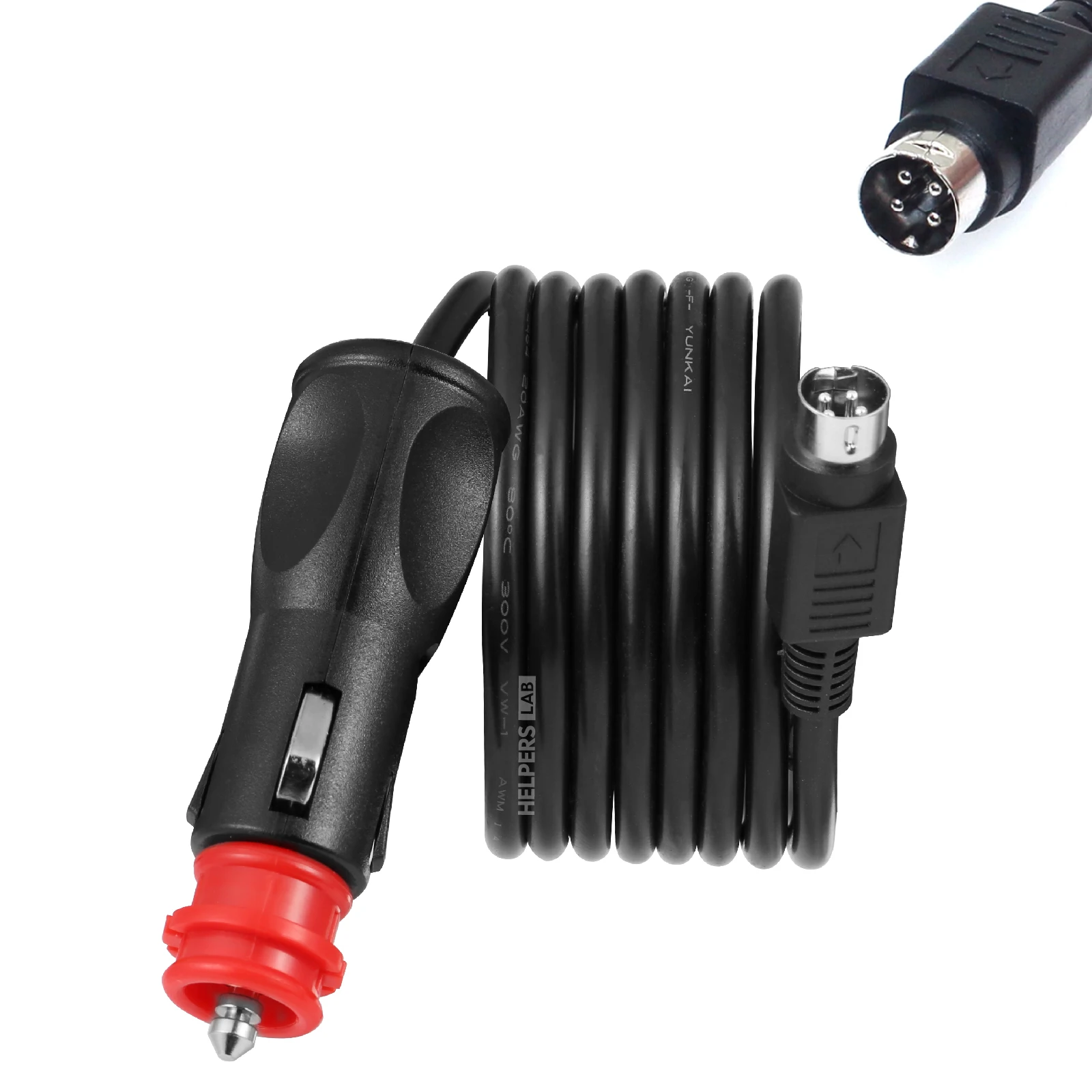 12V Cigarette Lighter 4-Pin Mini Din DC Car Charger Auto Power Supply Cable for DVD LCD TV DVR Camera LED