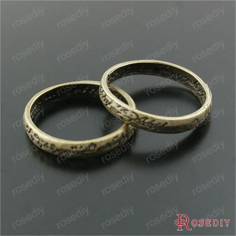 (JM7779)Wholesale Inner Diameter 18~18.5mm USA size 8~8.5 Antique Bronze Round with Sanskrit Alloy Ring Diy Findings 20 pieces