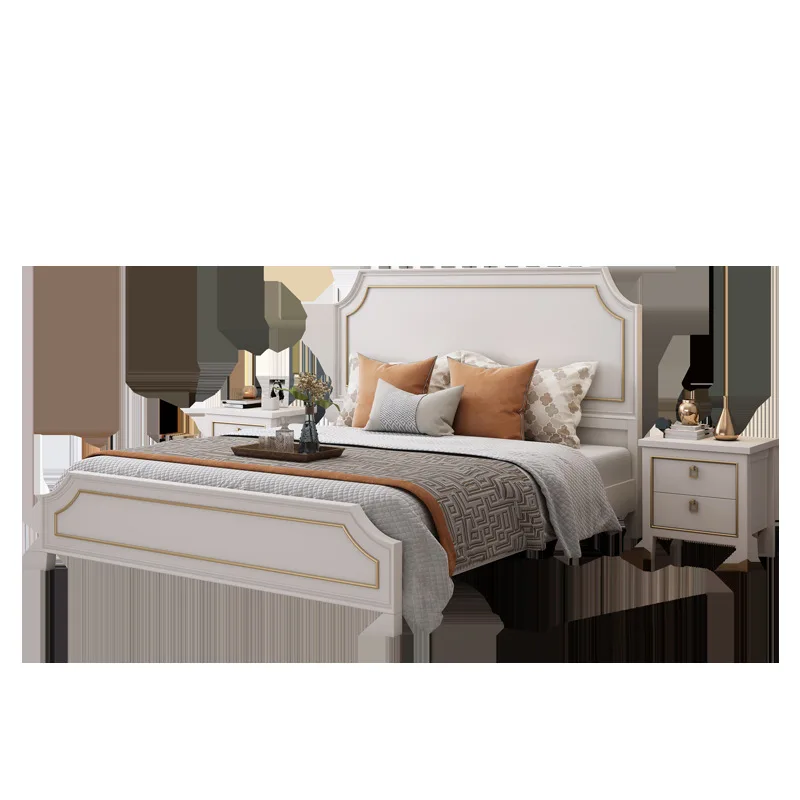 

Light luxury bed American double bed, modern simple solid wood bed