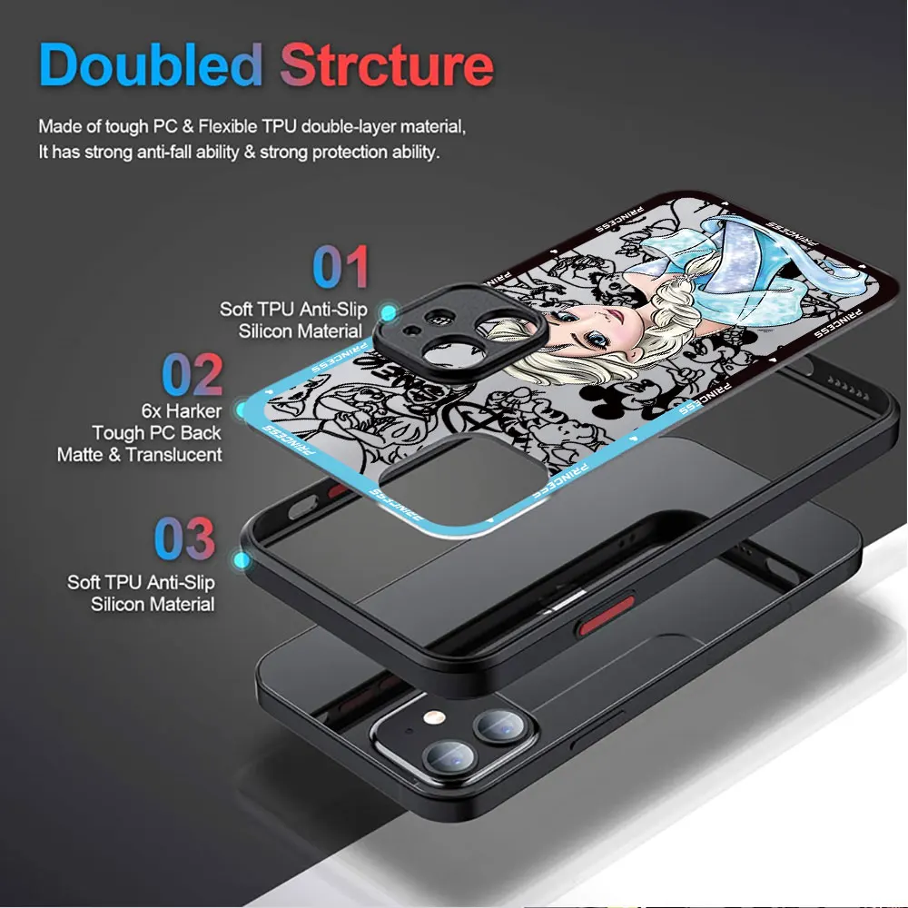 Armor Shockproof Case for iPhone 14 Pro Max 13 XS X 7 8 Plus XR SE 11 Pro 15 Pro 12 Mini Disney Princess Jasmine Cover