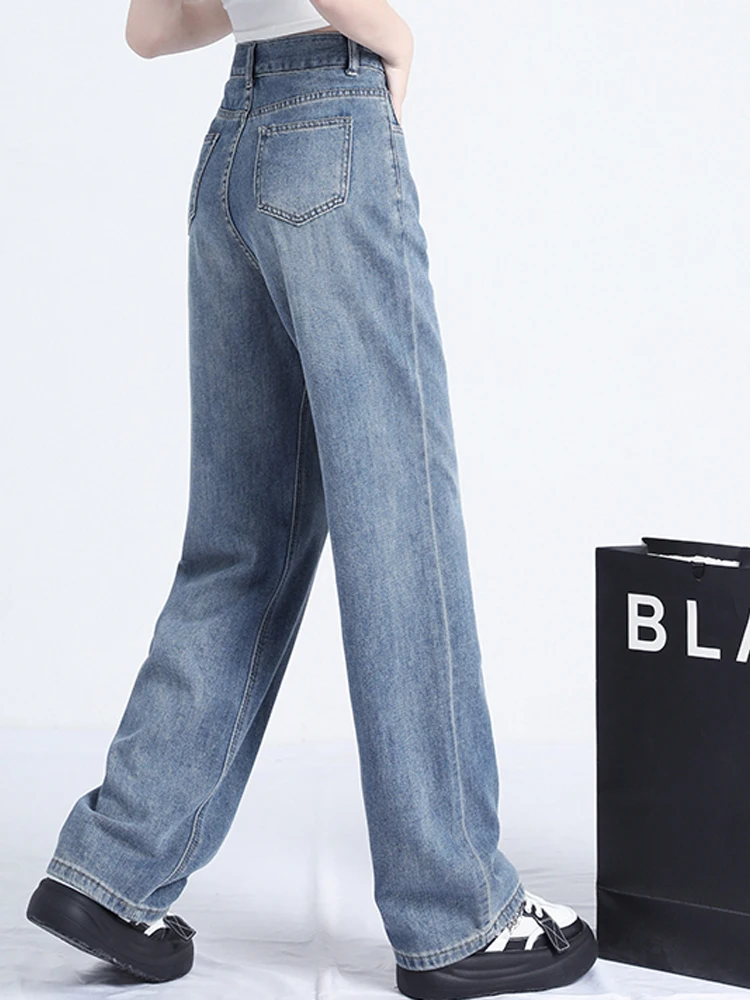 Leisure Vintage High Waisted Cargo Pants Y2K Aesthetics Jeans Pockets Slim Wide Leg Pants Korean Women Streetwear Retro Trousers