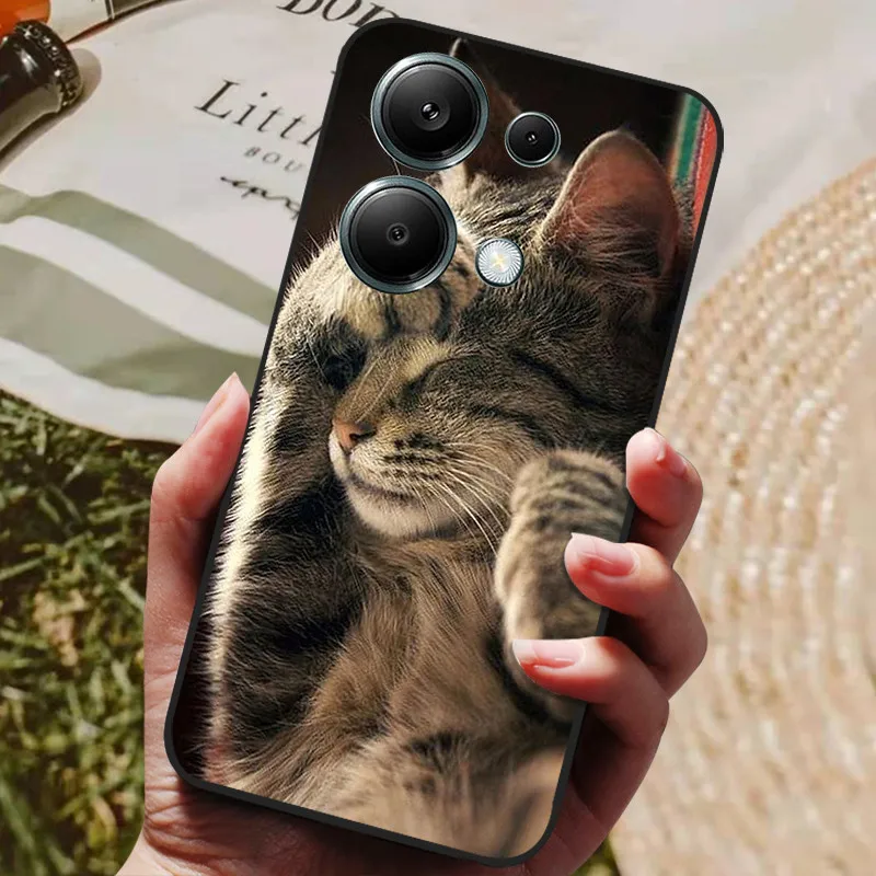 For Xiaomi Poco M6 Pro 4G Case Shockproof Soft Silicone TPU Bumper for Poco M6 Pro Cover PocoM6PRO 4G Cat Cute Cartoon Fundas
