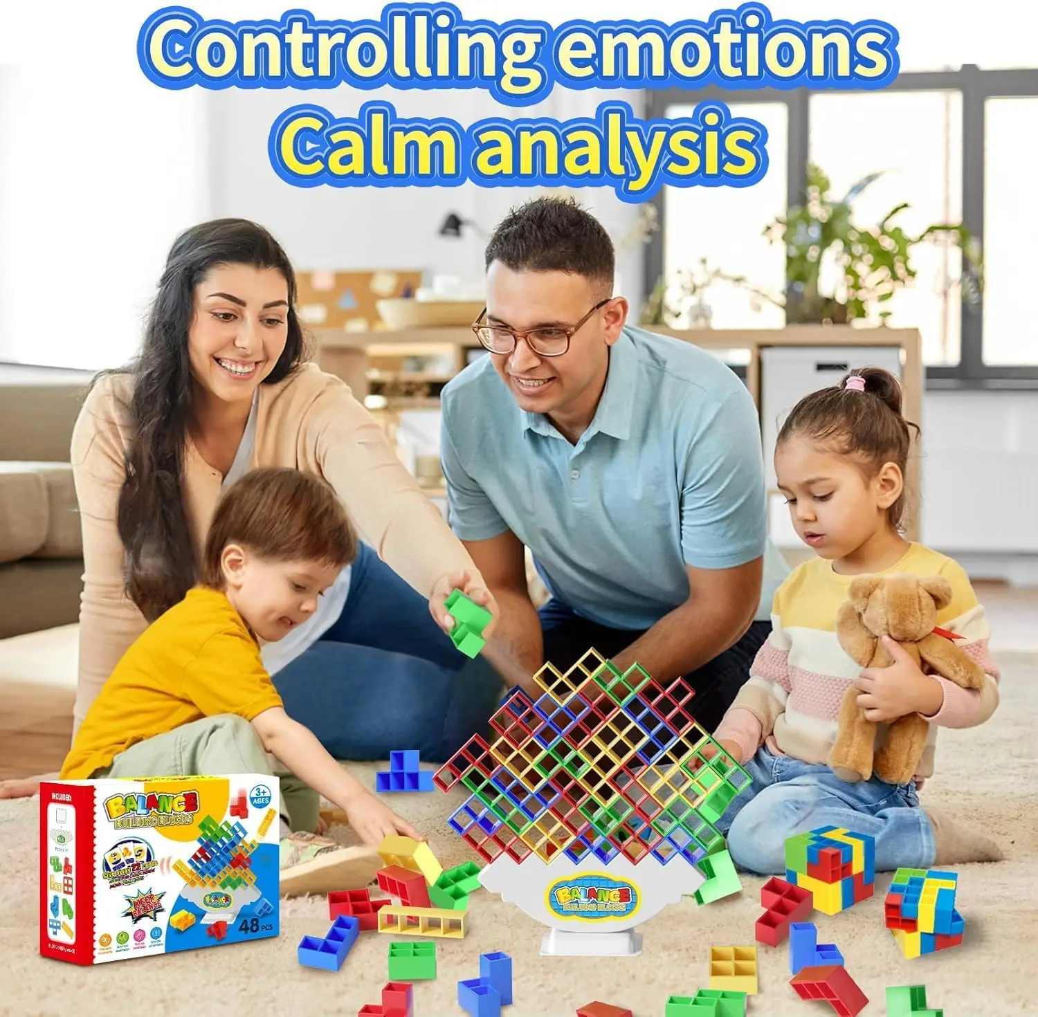 48 Pcs Game Gifts, Balance Stacking Blocks Game，Perfect for Family, Parties, Travel,Boys Girls Gifts，Novelty Toy Gift for Kids o