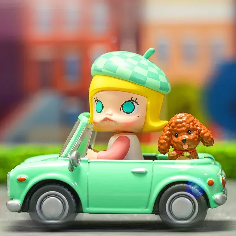 

POP MART Molly Car Series Модная слепая коробка-Таинственная коллекционная кукла Милый настольный орнамент Аниме Фигурка