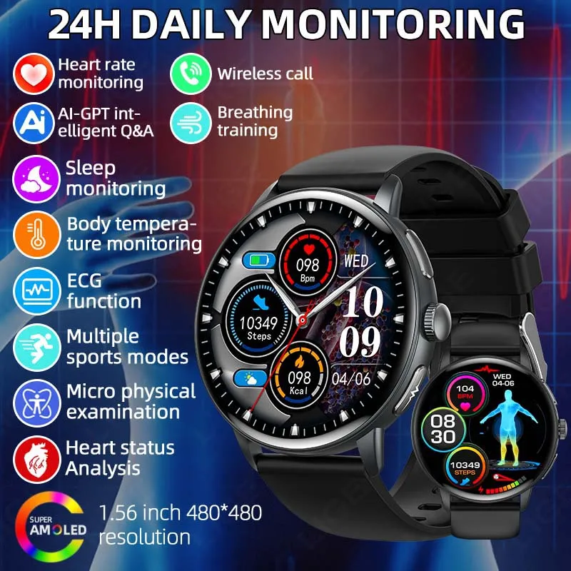 

LIGE Smart Watch ECG Function 100+ Sports Mode Intelligent Voice Assistant 380mAh Battery Waterproof SmartWatch For Android l0S