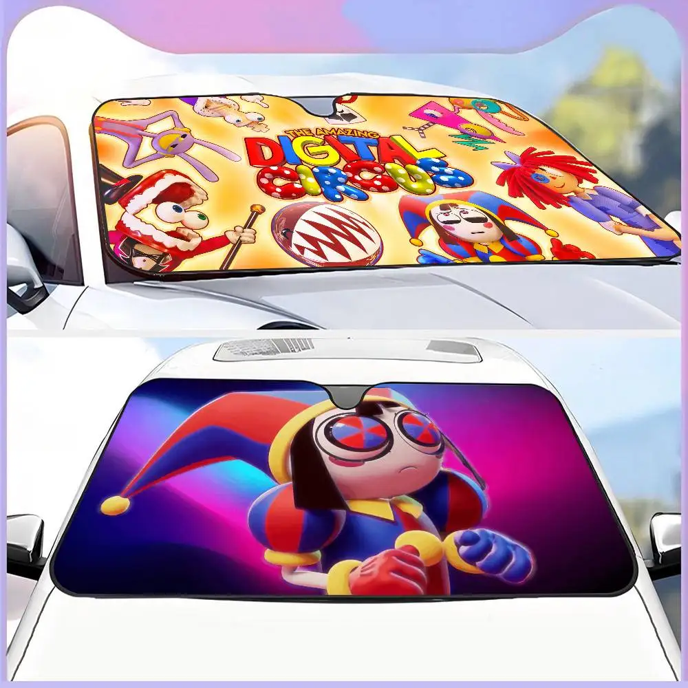 Cartoon T-The A-Amazing D-Digital C-Circus Car Sun Shade Windshield Anti-UV Protection Front Rear Windshield Block Cover Visor